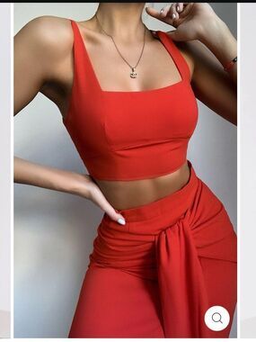 SNDYS Neo Red Crop Top Bralette Cami NWT Size Large Party Going Out